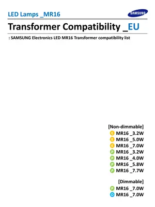 Samsung LED MR16 Transformer Compatibility List