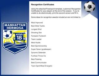 Customizable Recognition Certificates for End of Season Player Awards