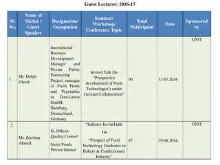 Guest Lectures and Seminars on Food Technology and Processing Industry