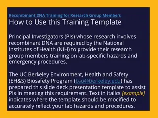 Recombinant DNA Training Overview for Research Group Members