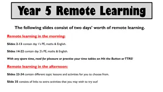 Year 5 Remote Learning Slides: PE, Maths, English & Activities