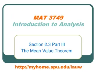 Introduction to Analysis: Mean Value Theorem and Related Theorems