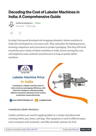 Comprehensive Guide on Labeler Machine Price in India