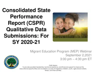 Migrant Education Program Webinar Overview and Guidance for SY 2020-21