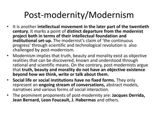 Post-Modernity versus Modernism