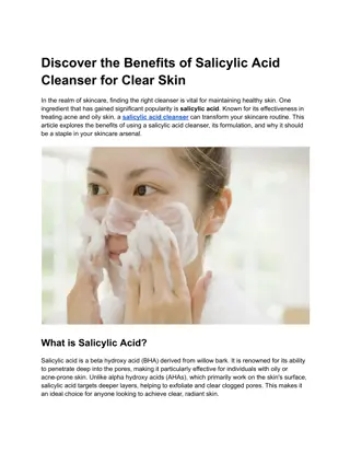 Benefits of Salicylic Acid Cleanser for Clear Skin