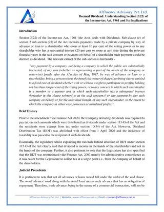 Deemed Dividend-Understanding Section 2(22) of the Income-tax Act, 1961