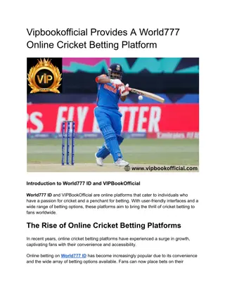 Vipbookofficial Provides A World777 Online Cricket Betting Platform