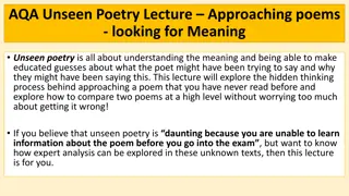 Approaching Unseen Poetry in Exams: Understanding and Analysis