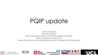 Update on PQIP Programme Progress and Future Plans