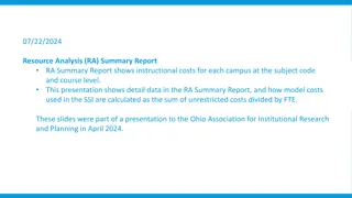 Resource Analysis Summary Report for Instructional Costs