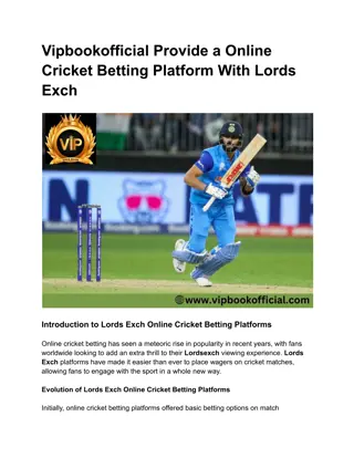 Vipbookofficial Provide a Online Cricket Betting Platform With Lords Exch