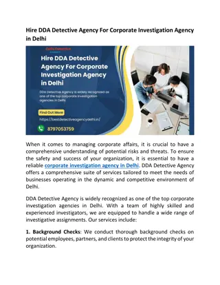 Hire DDA Detective Agency For Corporate Investigation Agency in Delhi