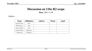 Discussion on 11be R2 Scope and Main Solution