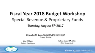 Fiscal Year 2018 Budget Workshop Overview