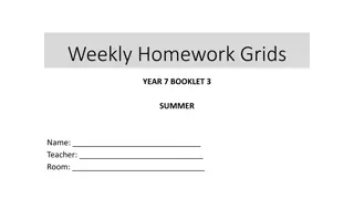 Completing Year 7 English Homework Grids