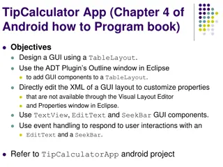 Android GUI Design and Event Handling with TableLayout, SeekBar, and EditText