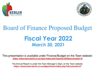 Berlin Town Board of Finance Proposed Budget for Fiscal Year 2022