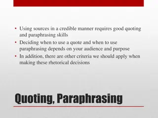 Effective Use of Quoting and Paraphrasing in Academic Writing