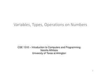 Understanding Variables, Types, and Operations on Numbers in Programming