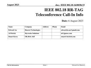 IEEE 802.18-16/0038r33 Teleconference Call Information August 2023