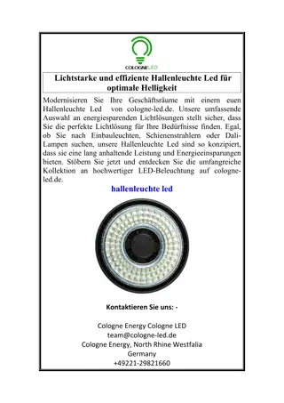 Lichtstarke und effiziente Hallenleuchte Led für optimale Helligkeit