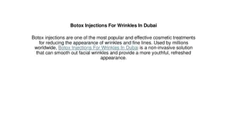 Botox Injections For Wrinkles In Dubai_