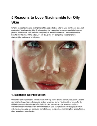 Reasons to Love Niacinamide for Oily Skin