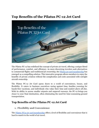 Top Benefits of the Pilatus PC-12 Jet Card