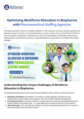 Optimizing Workforce Allocation in Biopharma with Pharmaceutical Staffing Agencies