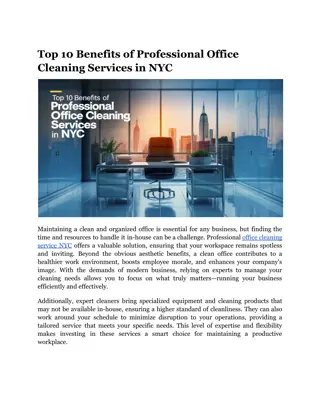 Top 10 Benefits of Professional Office Cleaning Services in NYC