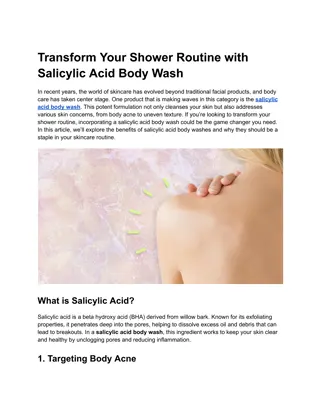 Transform Your Shower Routine with Salicylic Acid Body Wash