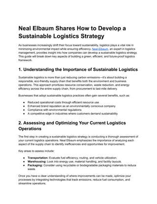 Neal Elbaum Shares How to Develop a Sustainable Logistics Strategy