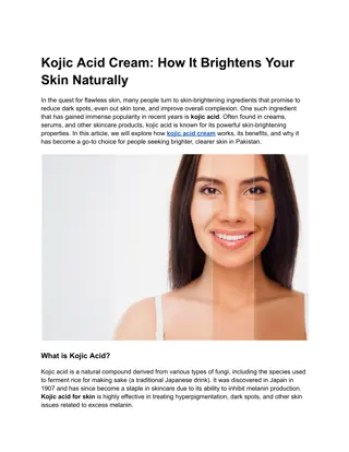 Kojic Acid Cream How It Brightens Your Skin Naturally