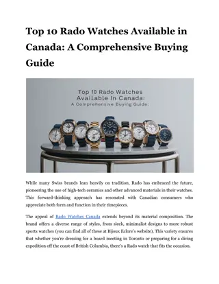 Top 10 Rado Watches Available in Canada_ A Comprehensive Buying Guide