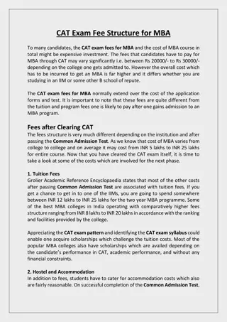 CAT Exam Fee Structure for MBA