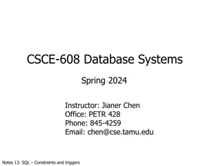 SQL Constraints and Triggers in Database Systems