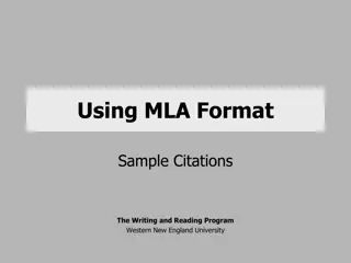 MLA Format for Citations at Western New England University