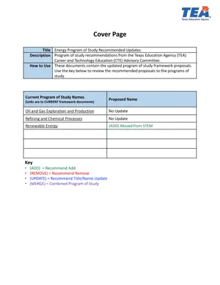 Recommended Updates to Energy Program of Study Framework