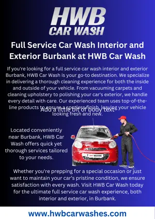 Full Service Car Wash Interior and Exterior Burbank at HWB Car Wash