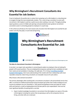 Why Birmingham's Recruitment Consultants Are Essential for Job Seekers