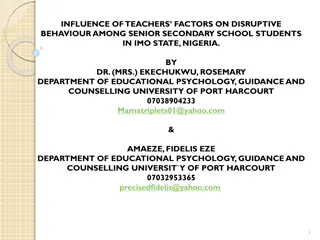 Influence of Teachers on Disruptive Behavior Among Senior Secondary School Students in Imo State, Nigeria