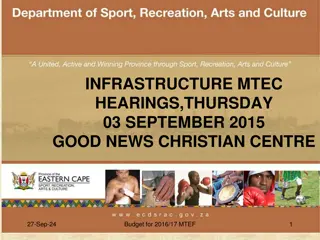 Department of Sport, Recreation, Arts and Culture Budget Overview for 2016/17 MTEF