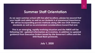 Summer Staff Orientation Health and Safety Protocols