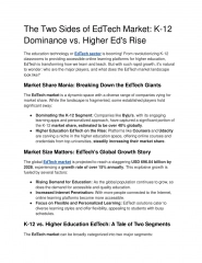 The Two Sides of EdTech Market K-12 Dominance vs. Higher Ed's Rise
