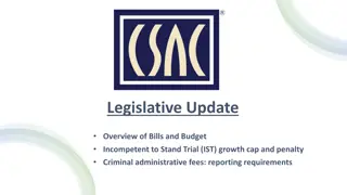 Overview of Current Legislation and Budgetary Measures in Criminal Justice System