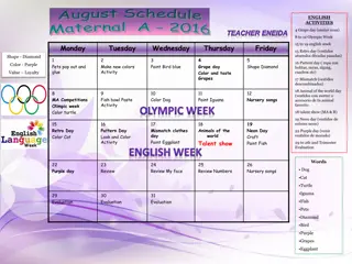 Maternal English Activities Schedule for August