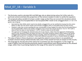 The Changes in Variable b Formulas for NIV and PAR Tags