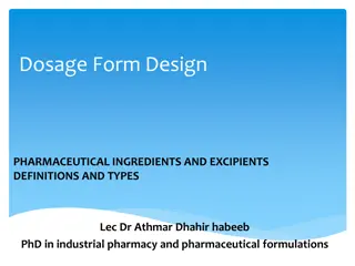 Pharmaceutical Ingredients and Excipients in Dosage Form Design