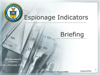 Espionage Indicators Briefing by U.S. Department of Commerce